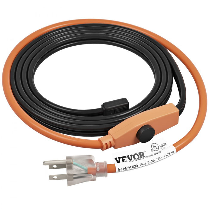 VEVOR Pipe Heating Cable- 6-feet 42W Heat Tape for Pipes with Built-in Thermostat-Protects PVC Hose-Metal and Plastic Pipe from Freezing- 120V