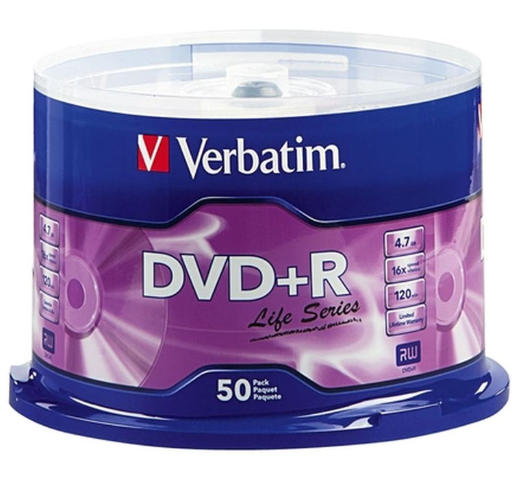 Verbatim DVD+R Life Series 16X Speed 50 Pack