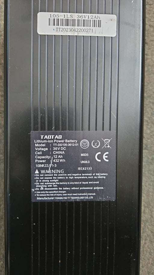Original GOTRAX ECLIPSE 36V 12A 432Wh eScooter Battery TT-DD105-3612-01