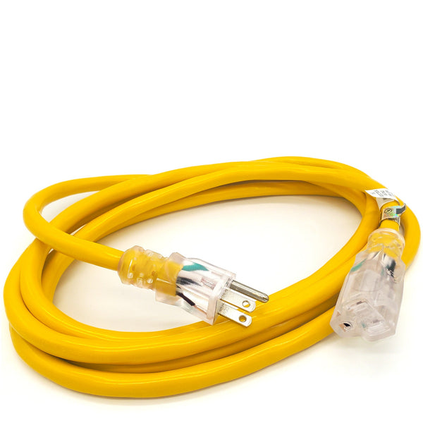 12Awg  WW-12S010Y-10ft SJTW Heavy-Duty Indoor/Outdoor Grounded Extension Cord (Yellow)