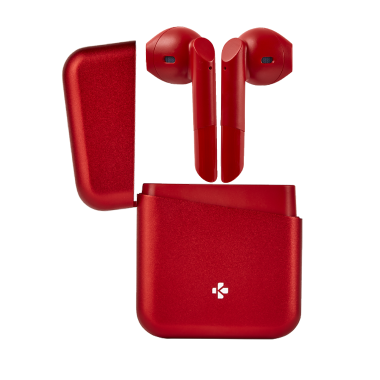 MyKronoz ZeBuds Premium - TWS Wireless Earbuds with Aluminum Charging Case – Red