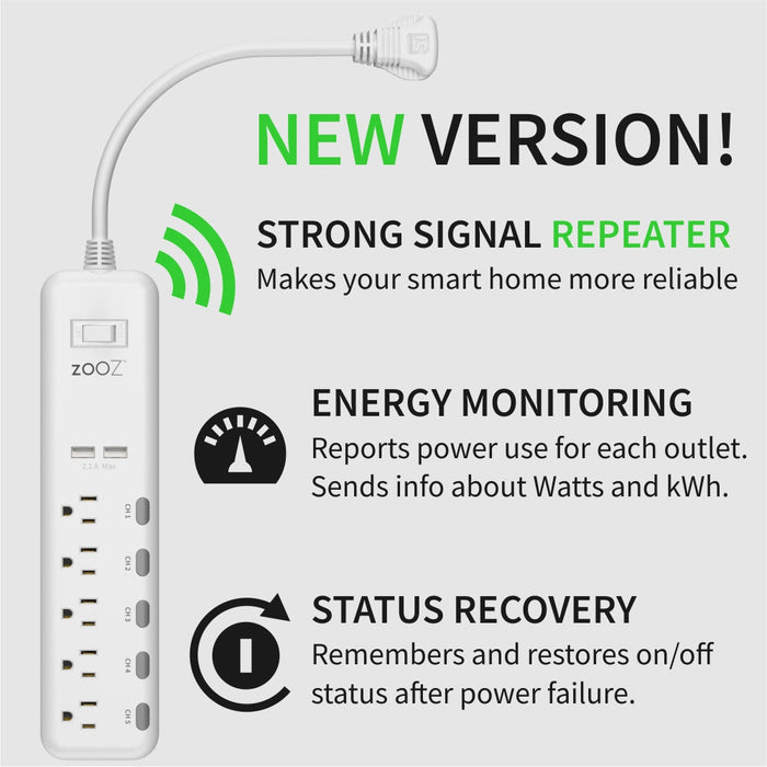 ZOOZ  ZEN20 VER. 3.0-Z-WAVE PLUS S2 POWER STRIP