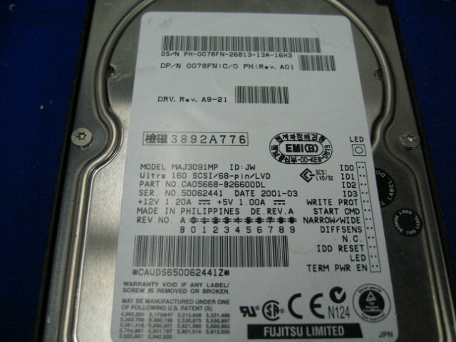 Fujitsu MAJ3091MP 9.1GB SCSI Internal Hard Drive